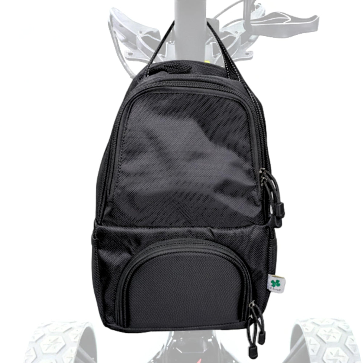 Foretra golf push cart bag attached to frame with Velcro for quick drink access