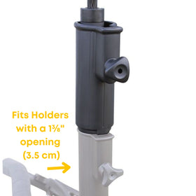 Foretra extension fits in most push cart umbrella holders for easy setup