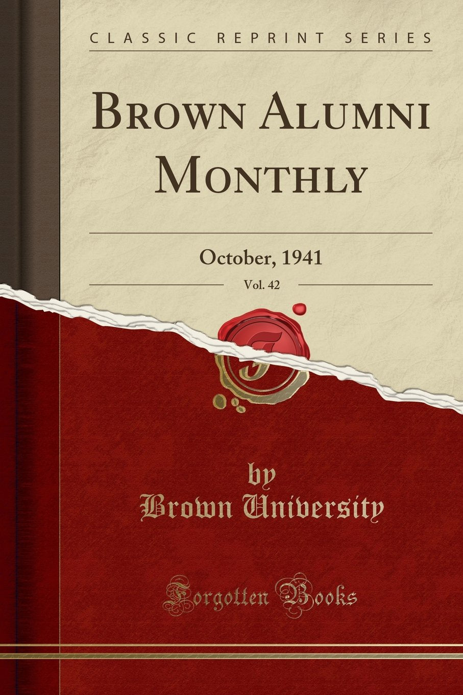 Forgotten Books Brown Alumni Monthly Vol. 42 cover, a vintage philosophy reference and collectible edition.