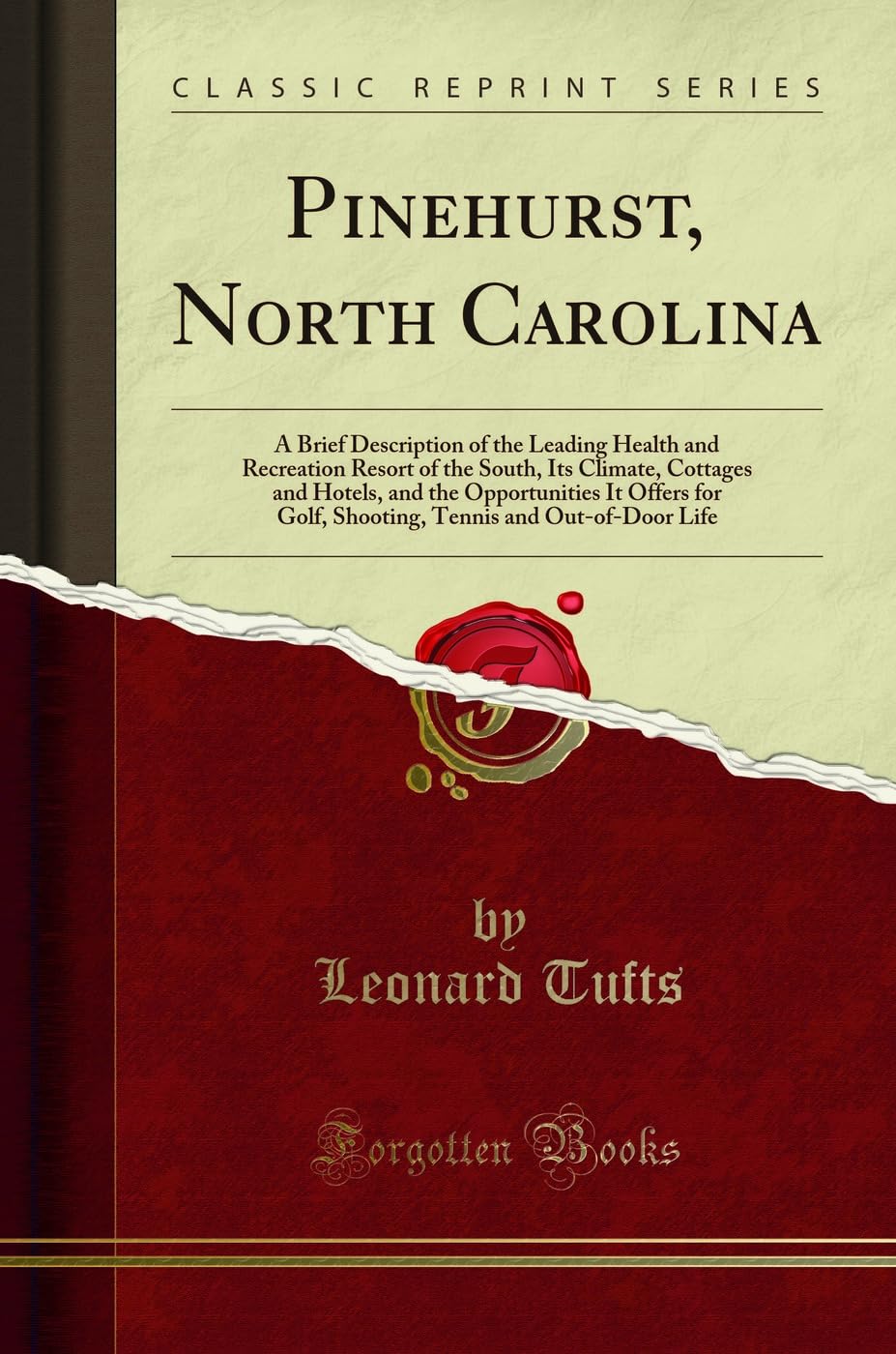 Forgotten Books Pinehurst cover highlighting historic health and recreation heritage for readers and researchers