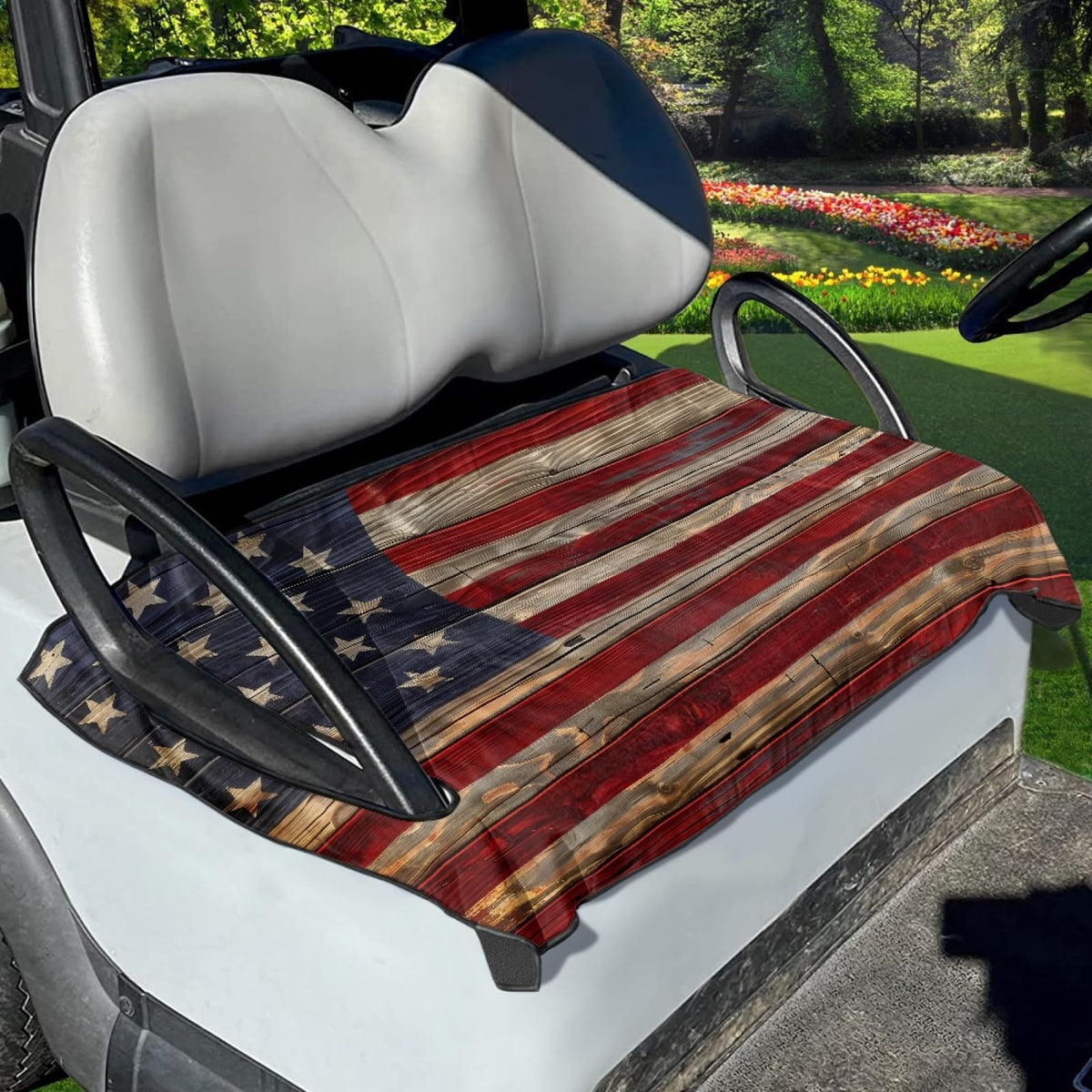 Foruidea American Flag reclaimed wood seat cover enhances style while guarding your seat