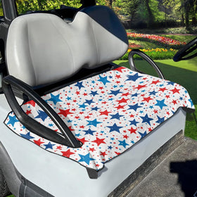 Foruidea American Patriotic Stars golf cart seat cover – front view shows universal fit and protection.