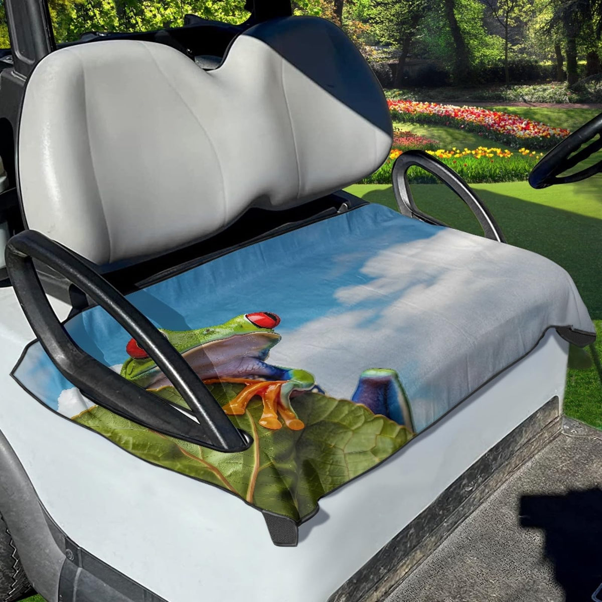 Foruidea cute red-eyed tree frog seat cover pattern protects and refreshes golf cart seats.