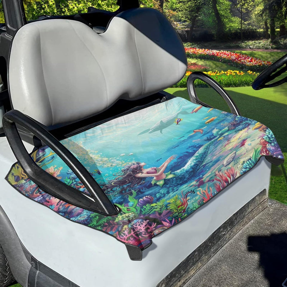 Foruidea Mermaid Girl underwater seat cover shows universal fit and stylish protection for golf carts.