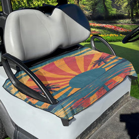 Foruidea retro sunset beach seat cover on golf cart seat offering durable protection