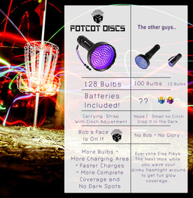 GlowBob disc shown in daylight with bright visibility on the fairway.