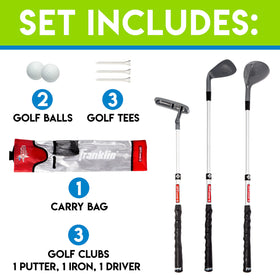Franklin Sports adjustable youth golf set iron promotes proper grip and consistent iron play.