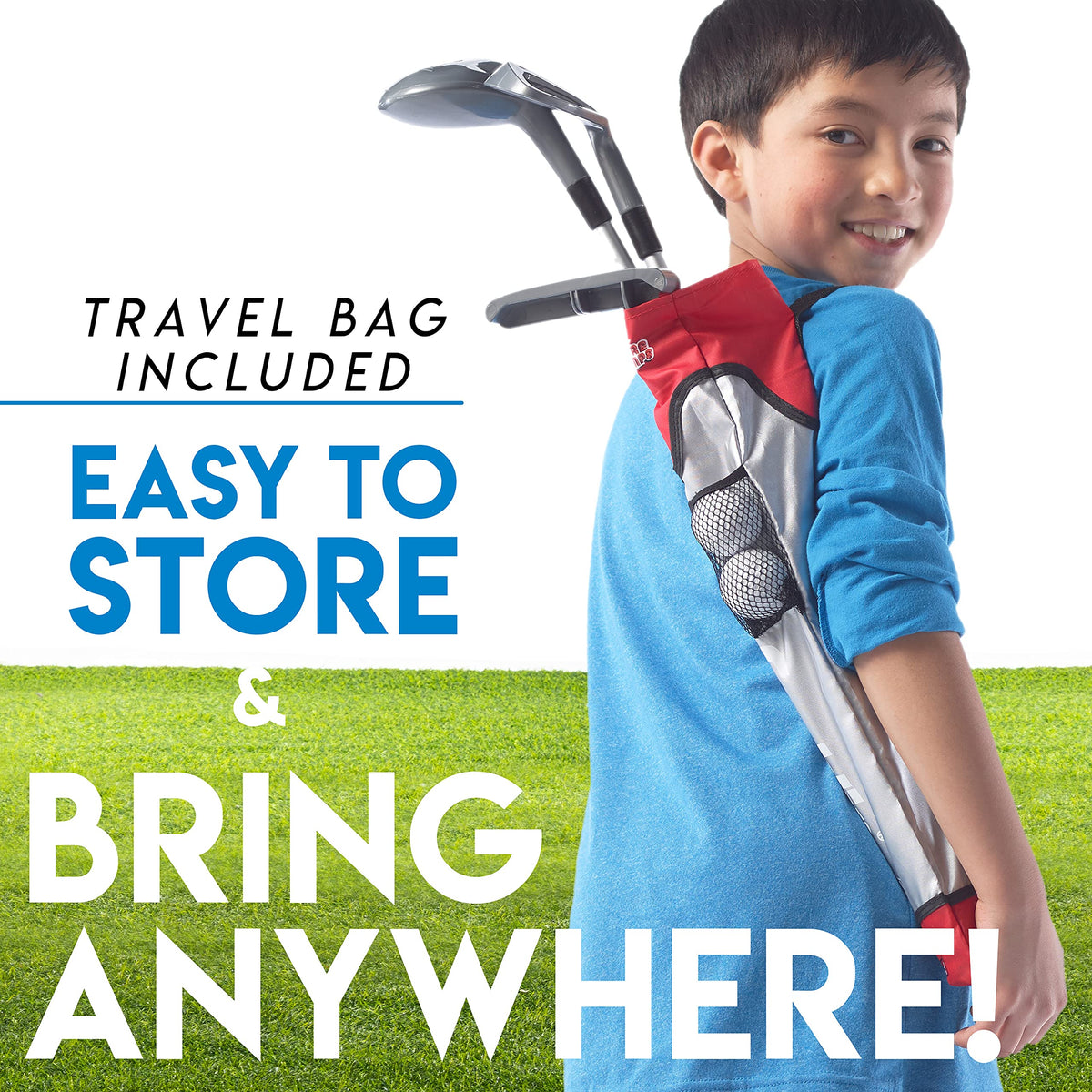 Franklin Sports adjustable youth golf set tees help young players tee up consistently.