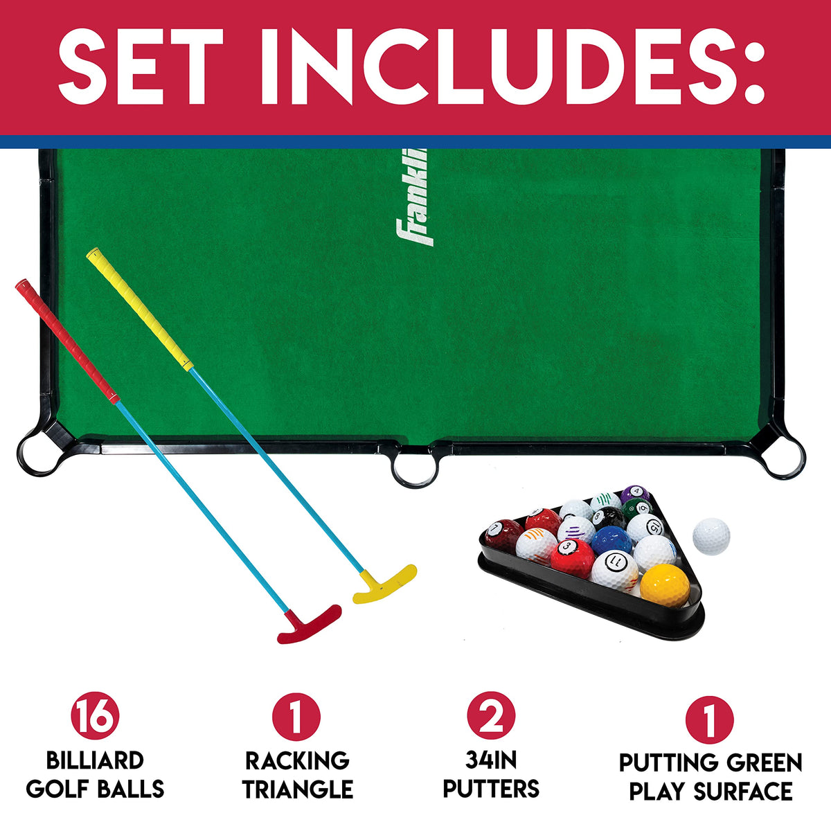 Franklin Sports Billiards Golf putting green surface enabling precise shots.