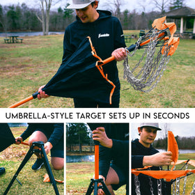 Durable steel chains and nylon basket on Franklin Sports target