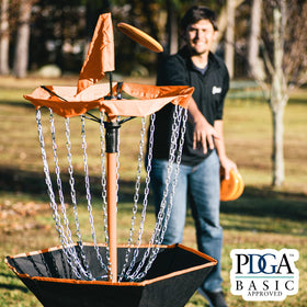 Target stand and basket ready for park or backyard games