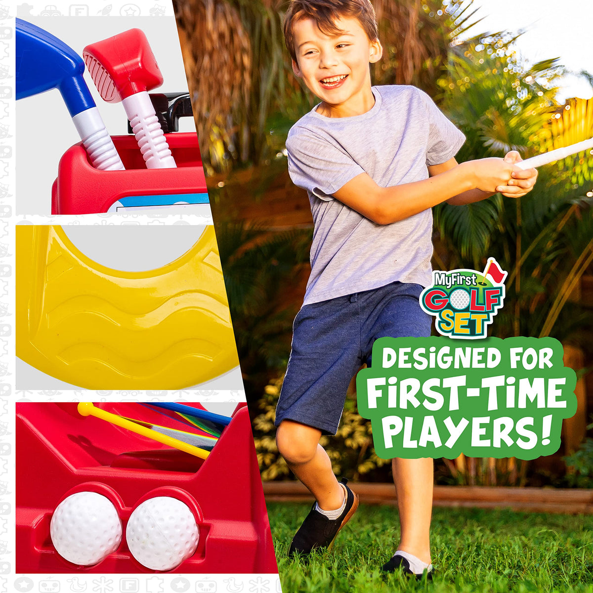 Rolling carry case makes the set portable for backyard play