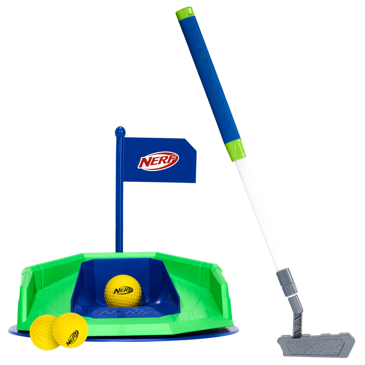 Franklin Sports Nerf Pivot Putt base with auto ball return for nonstop practice