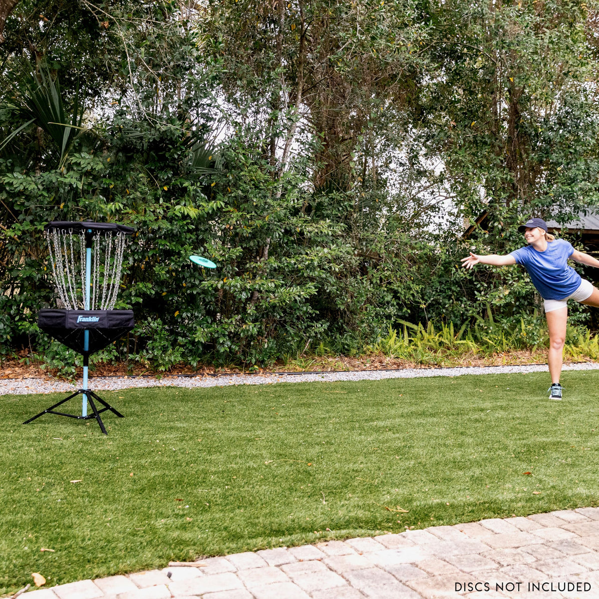 Franklin Sports portable disc golf basket setup for quick outdoor games