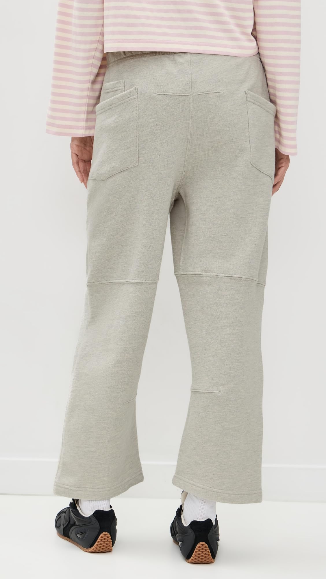 Back pocket detail on Free People Top Score Pants in heather grey