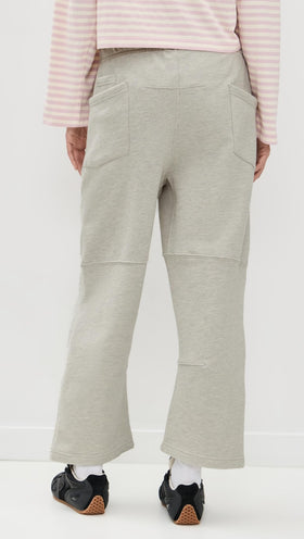 Back pocket detail on Free People Top Score Pants in heather grey