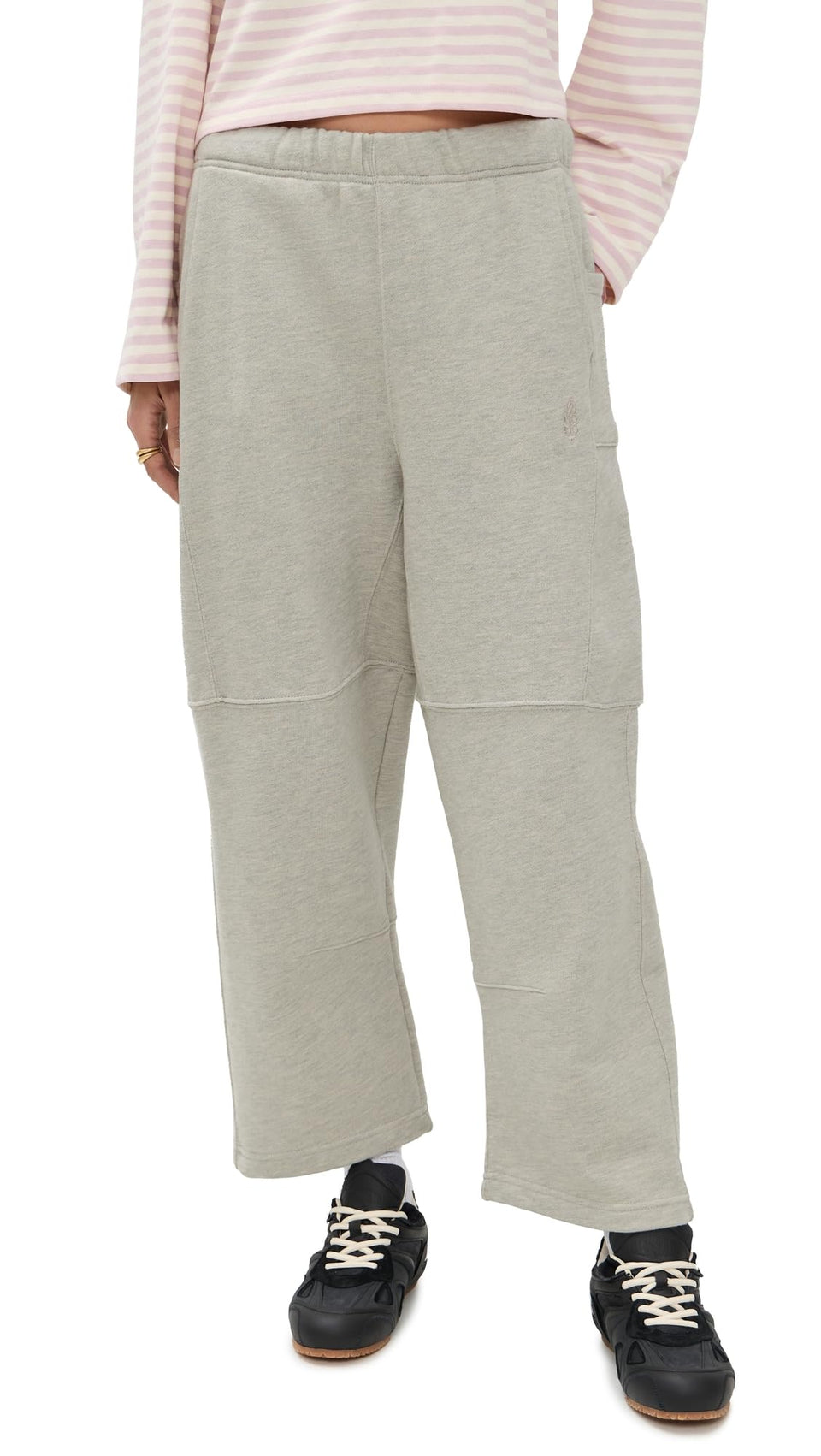 Free People Top Score Pants in heather grey, front view for relaxed daily wear