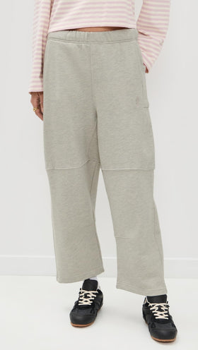 Free People Top Score Pants in heather grey, side view showing relaxed silhouette