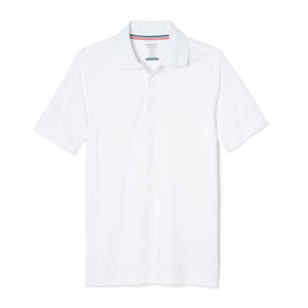 French Toast moisture-wicking polo front view keeps him cool in class and after school.