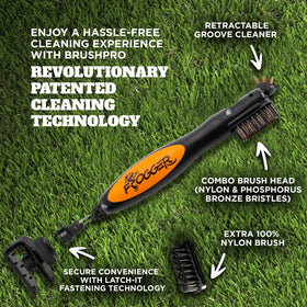 Close-up of Frogger BrushPro bristles showing patented composite design for groove cleaning
