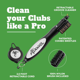 Frogger BrushPro combo bristle head tackles dirt without scratching clubs.