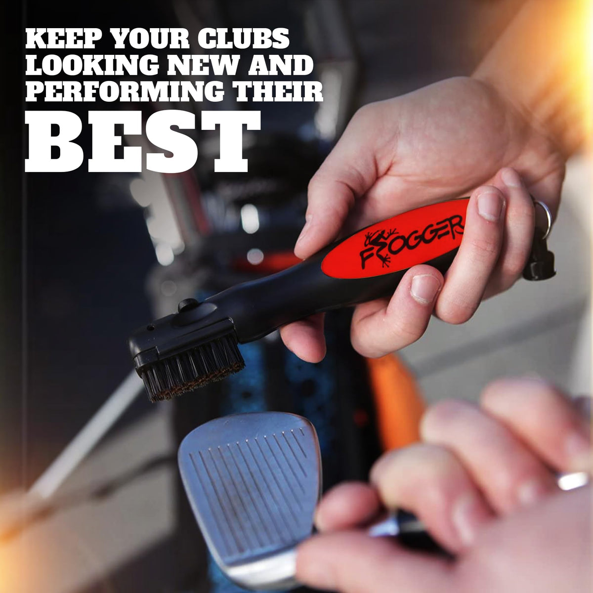 Frogger BrushPro fold-in design protects clubs from scratches.