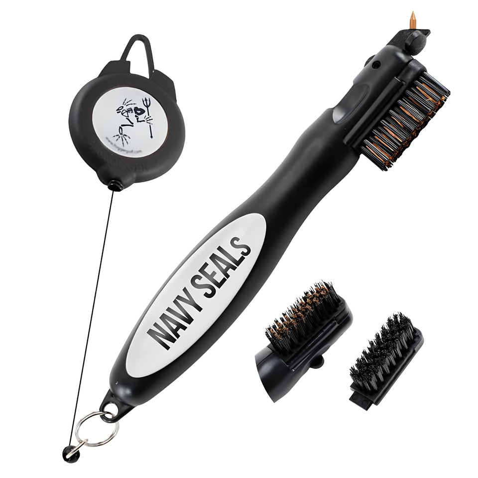 Frogger BrushPro golf club cleaner with ergonomic grip for on-course care
