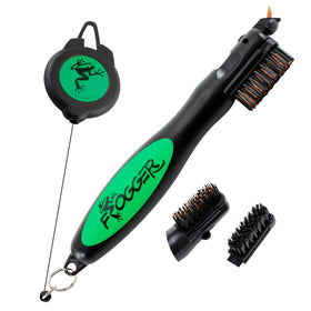Frogger BrushPro golf club cleaner keeps clubs spotless for better feel.