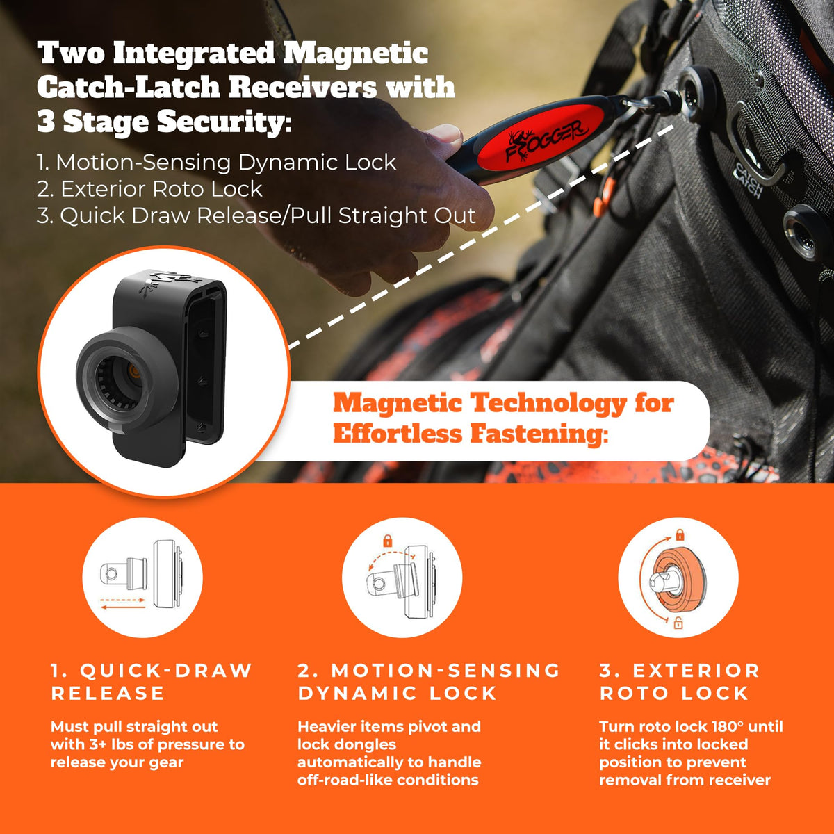 Frogger BrushPro latch-it magnets enable quick attachment and detachment between shots.