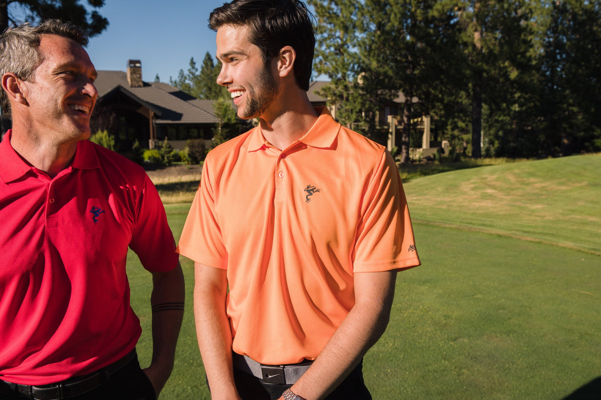 Frogger Golf polo with breathable vents for hot rounds
