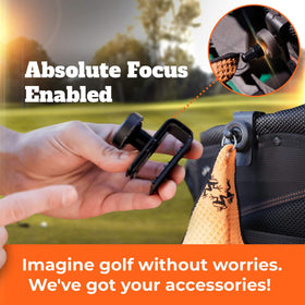 Frogger Latch-It bag clamp system fits most golf bags.