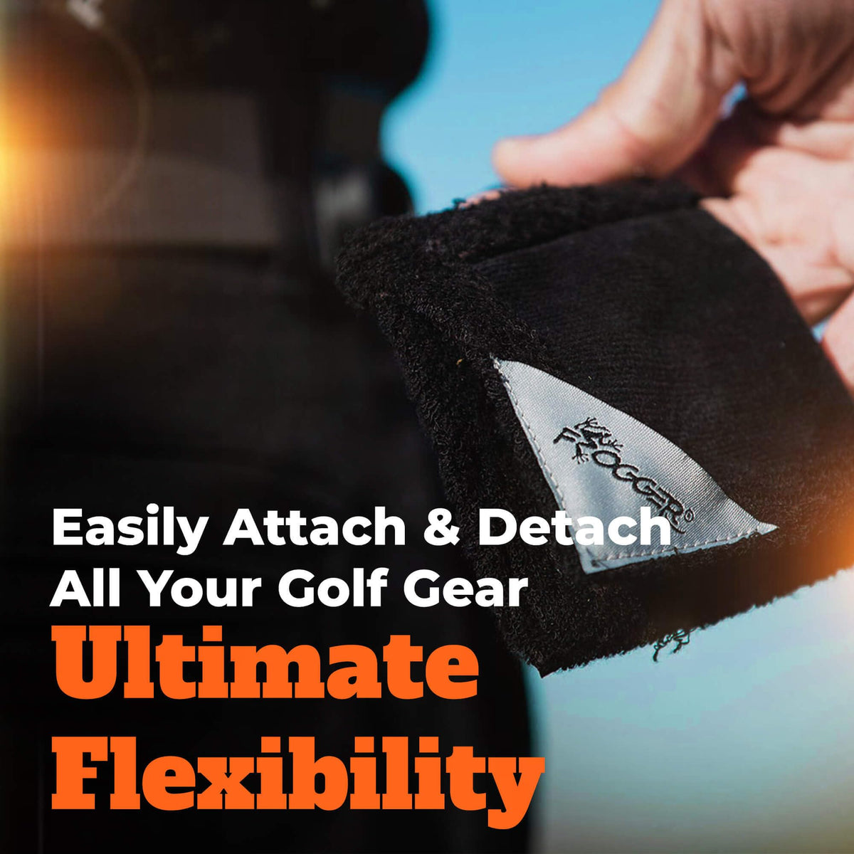 Frogger Latch-It ecosystem supports towels, rangefinders, and phones on gear.