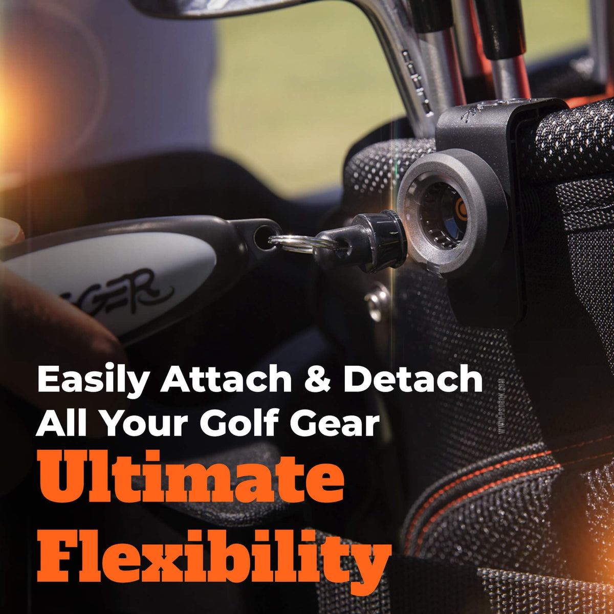 Frogger Latch-It towel clip provides quick access on the course.