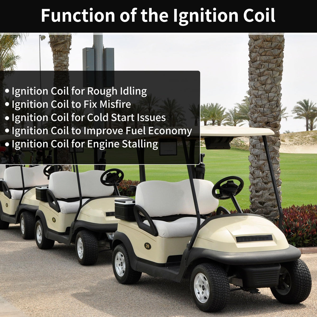 Fuelhood ignition coil module installed in golf cart demonstrates reliable spark for smooth starts