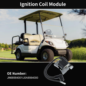 Fuelhood ignition coil module packaging indicates aftermarket upgrade for Yamaha carts