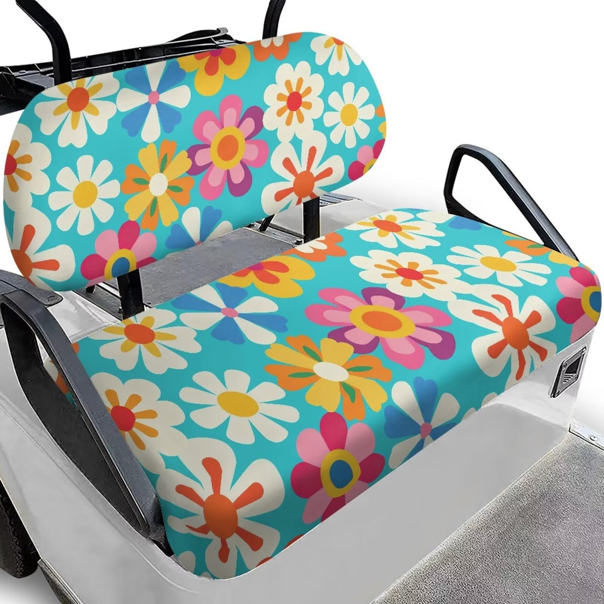 FUIALDOLG colorful hippie flowers seat cover protects and brightens your golf cart.