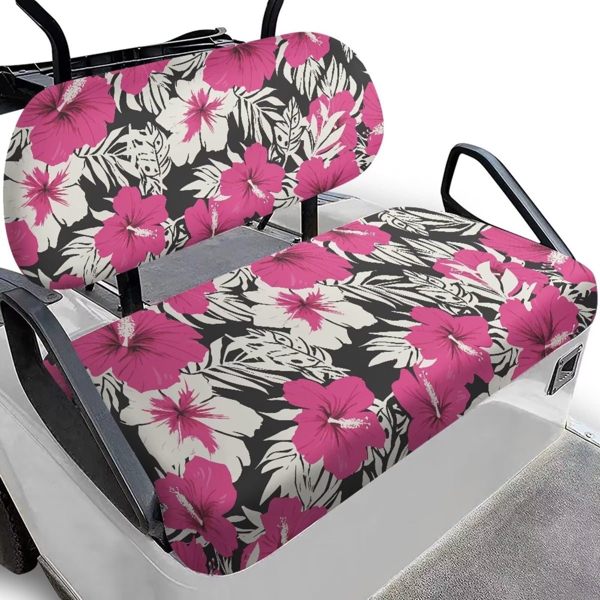 FUIALDOLG golf cart seat cover in pink hibiscus pattern protects against wear