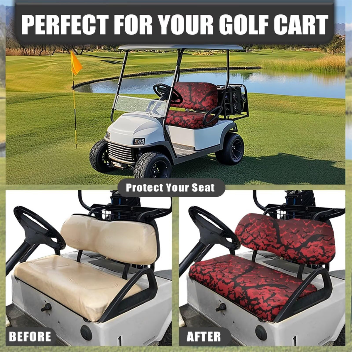 Universal-fit size helps secure seats on Yamaha Club Car Precedent.