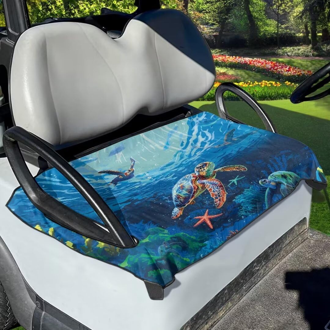 FUIALDOLG Turtle seat cover on golf cart offering stain resistance and easy cleaning