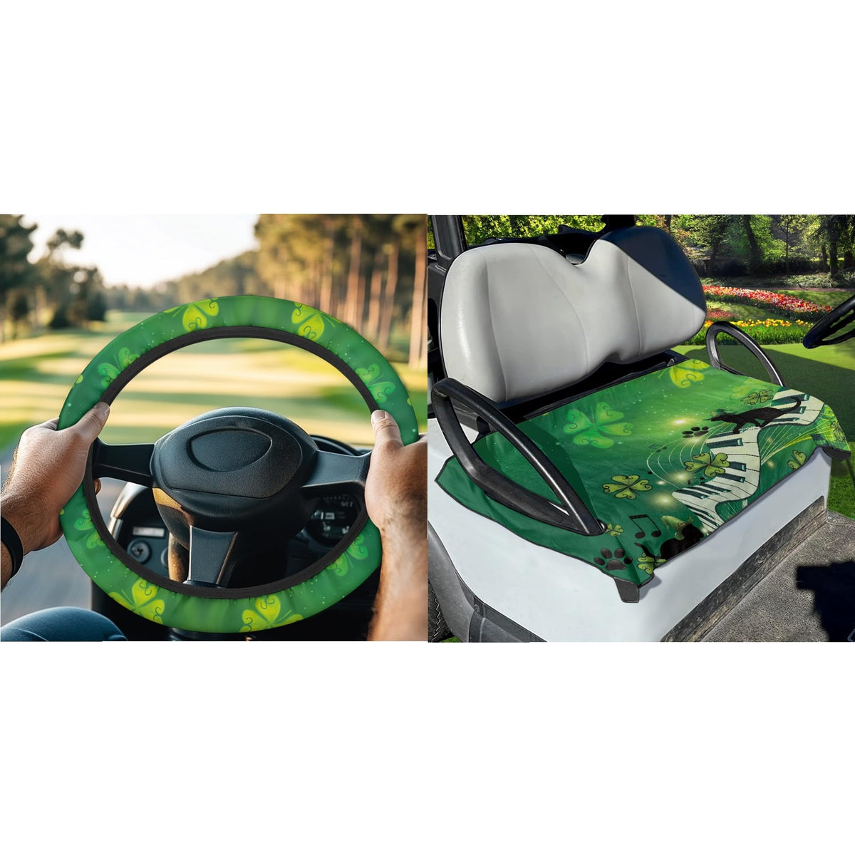 FUIBENG golf cart seat covers close-up showing soft fabric and durability
