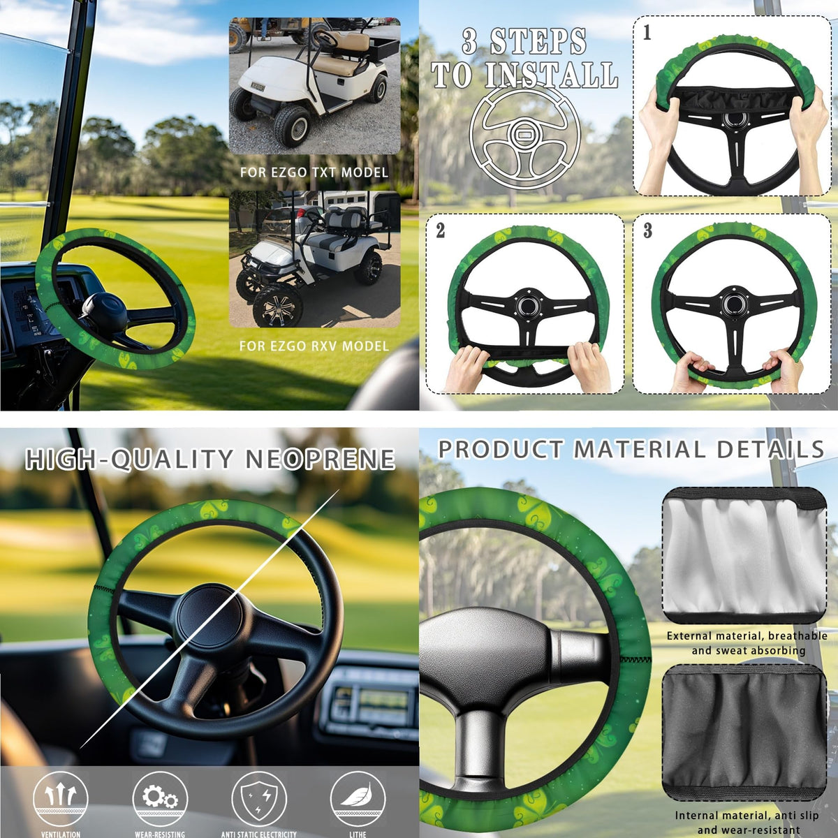 FUIBENG golf cart towel blanket with shamrock piano-key design adds flair