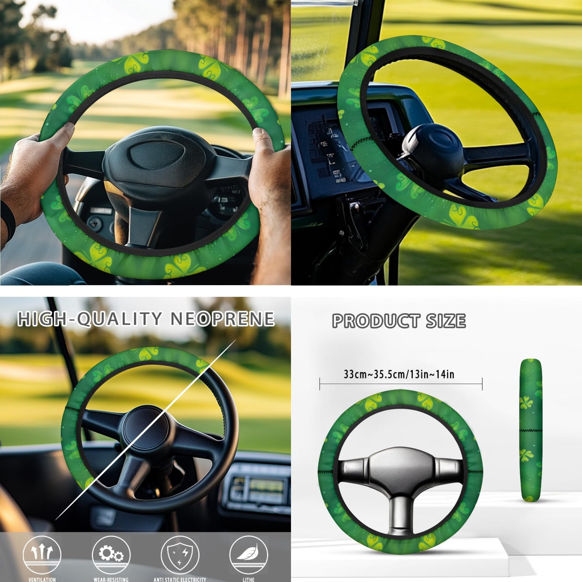 FUIBENG universal-fit seat cover on a golf cart demonstrating easy installation