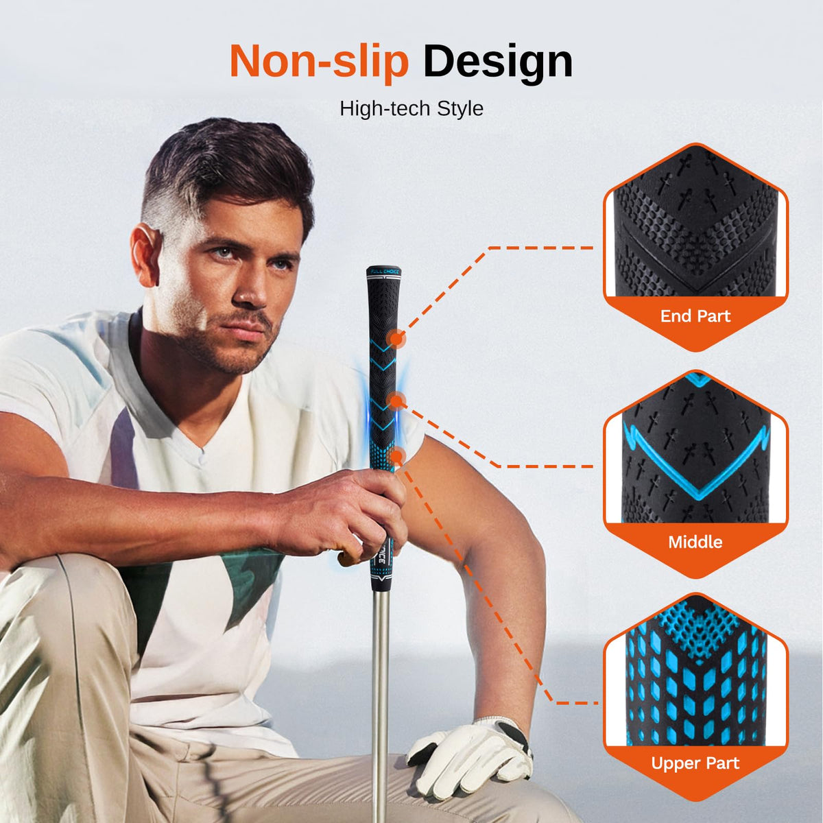 Full Choice rubber grip close-up showing shock absorption.