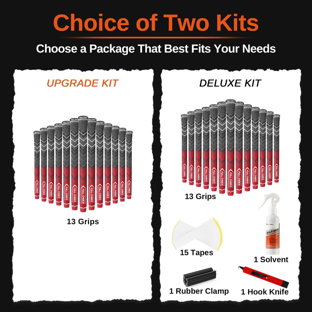 Full Choice base set includes 13 grips for quick setup and play.