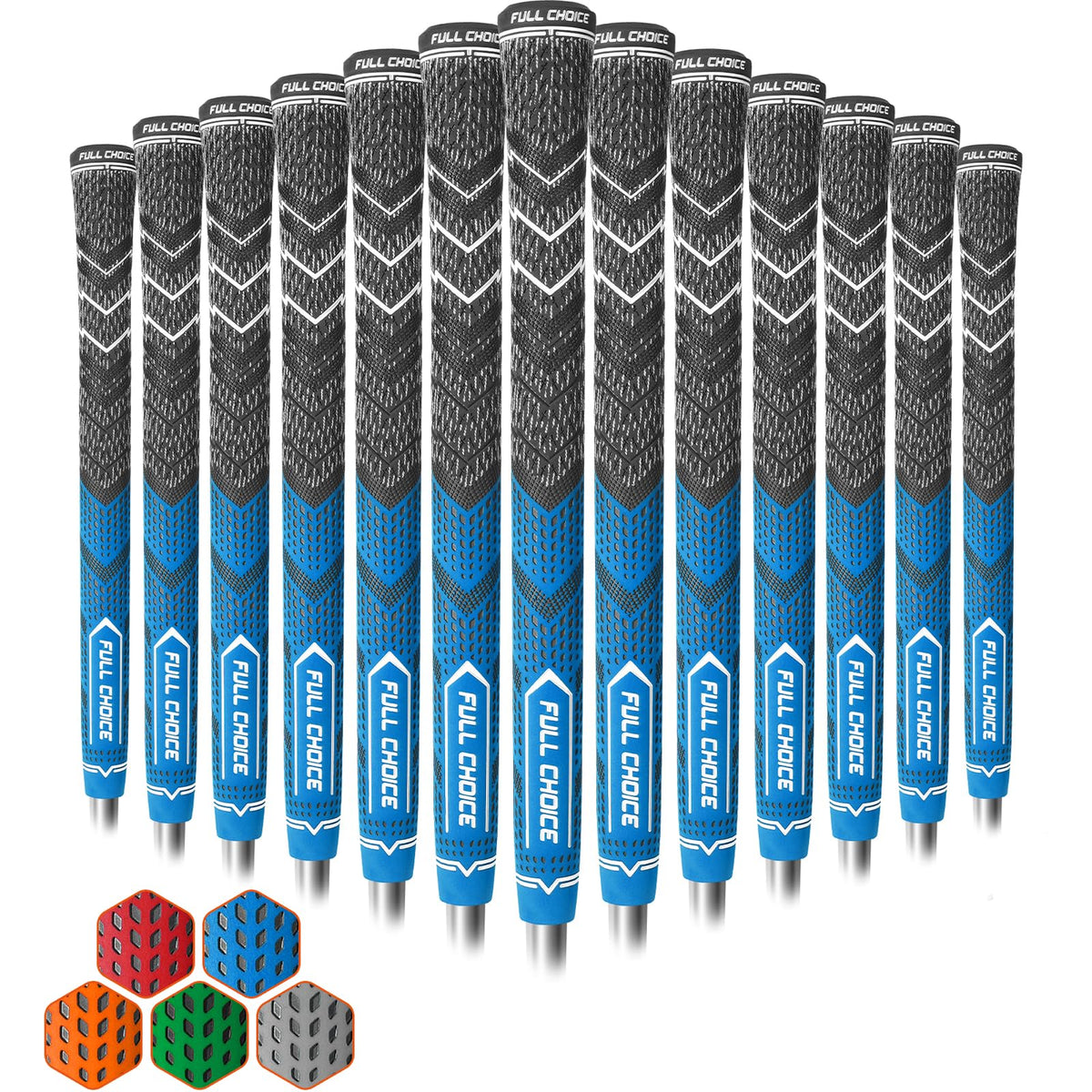 Full Choice Cross Corded Golf Grips 13-pack, front view, anti-slip stability.