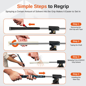 Full Choice deluxe set includes full regripping kit for easy installation.