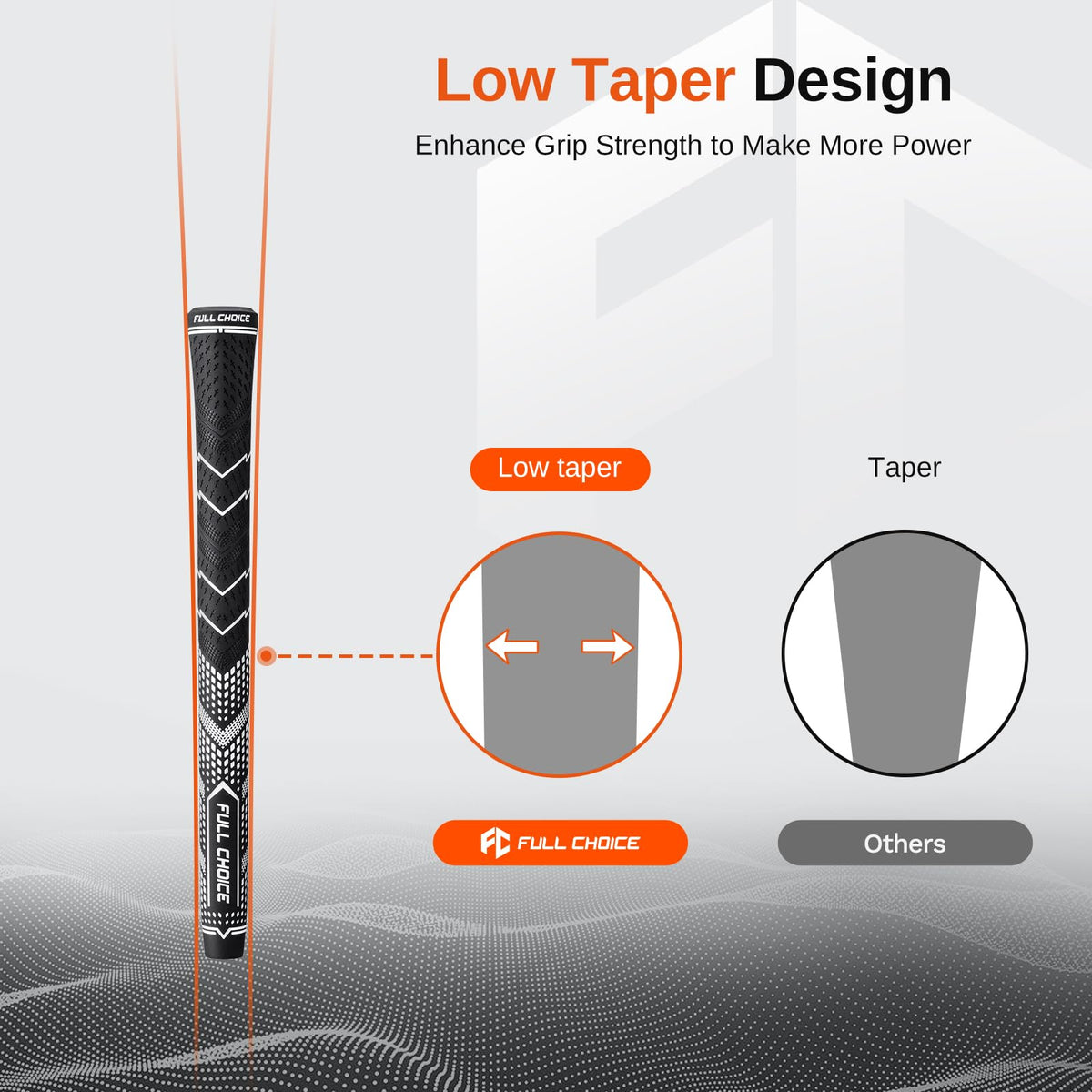 Full Choice all-weather golf grips provide reliable traction in rain or shine