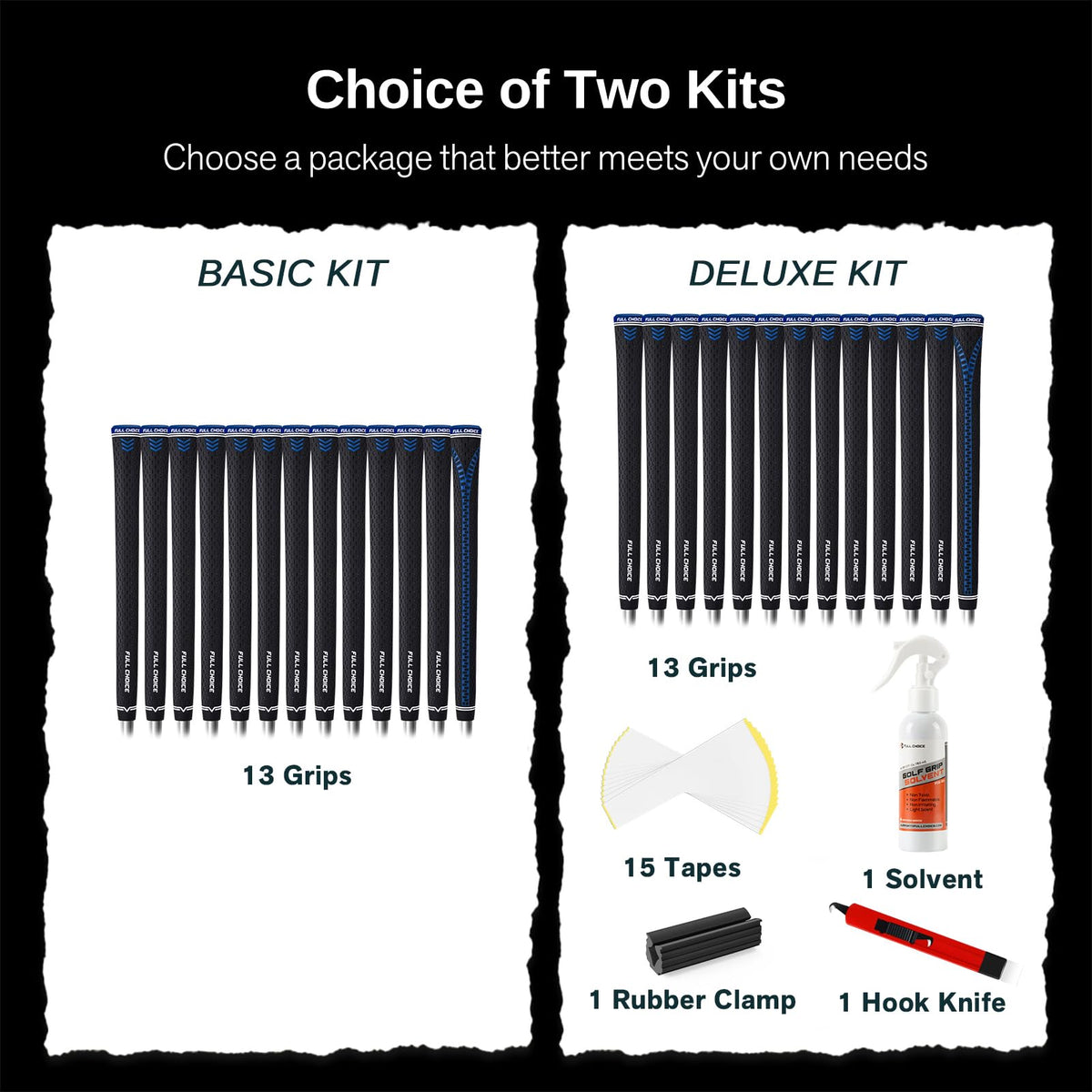 Full Choice golf grips in hand demonstrate comfortable, shock-absorbing feel.