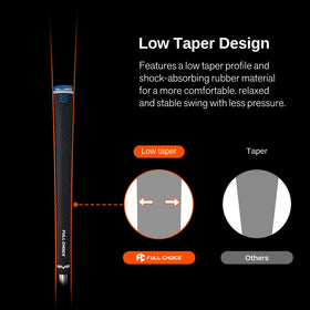 Full Choice low-taper golf grips promote a relaxed, smooth swing.