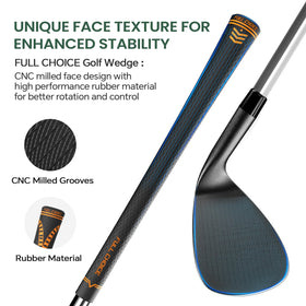 Full Choice wedge with CNC groove system improves control on approach shots.